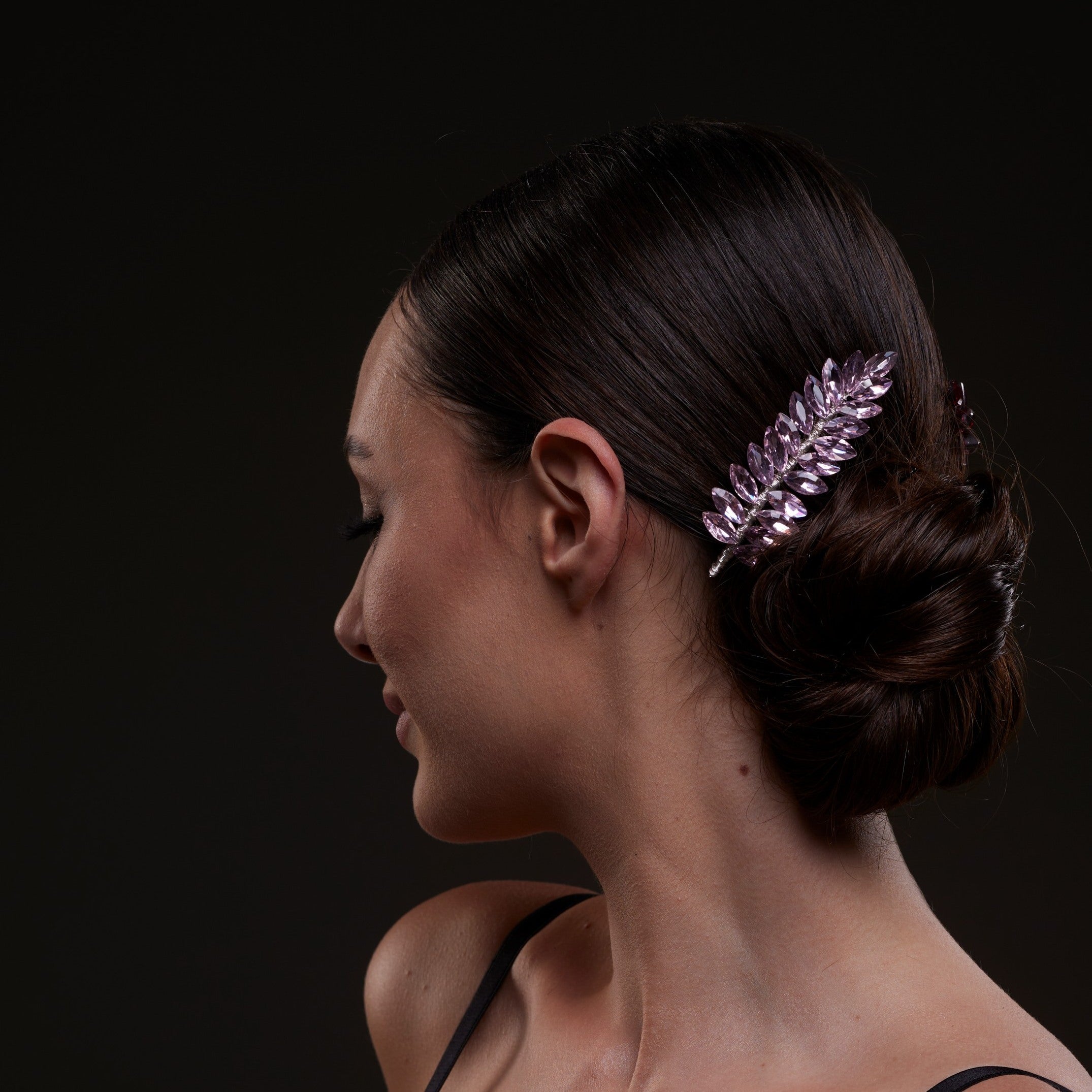 Elegant Pink Crystal Leaf Hair Comb Set by Bridal Port