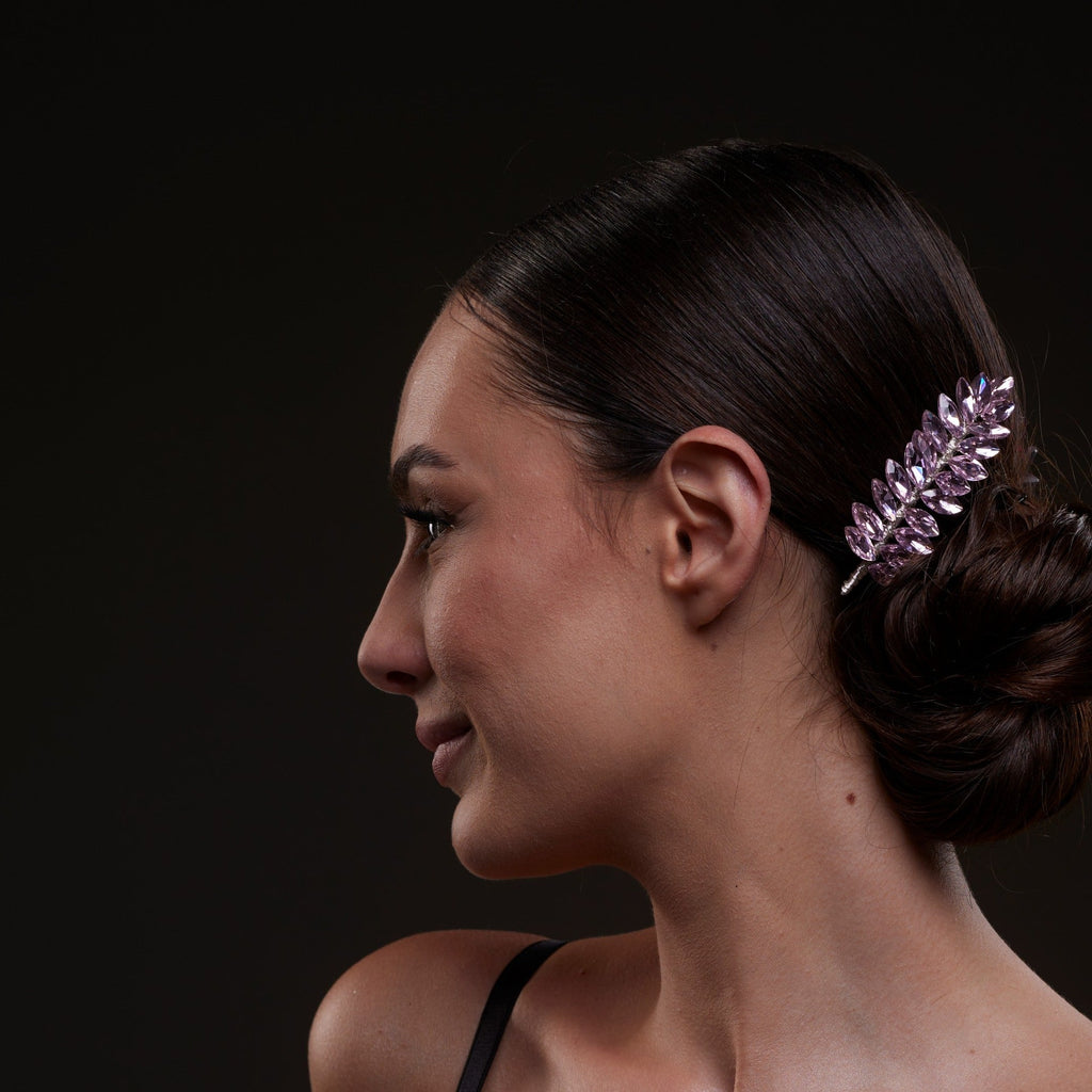 Elegant Pink Crystal Leaf Hair Comb Set by Bridal Port