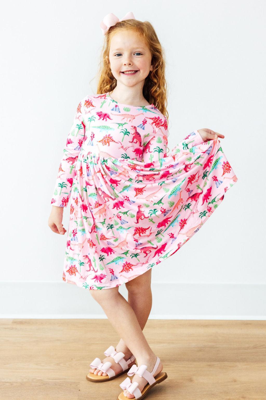 Pinkosaurus Rex L/S Pocket Twirl Dress by Mila & Rose ®