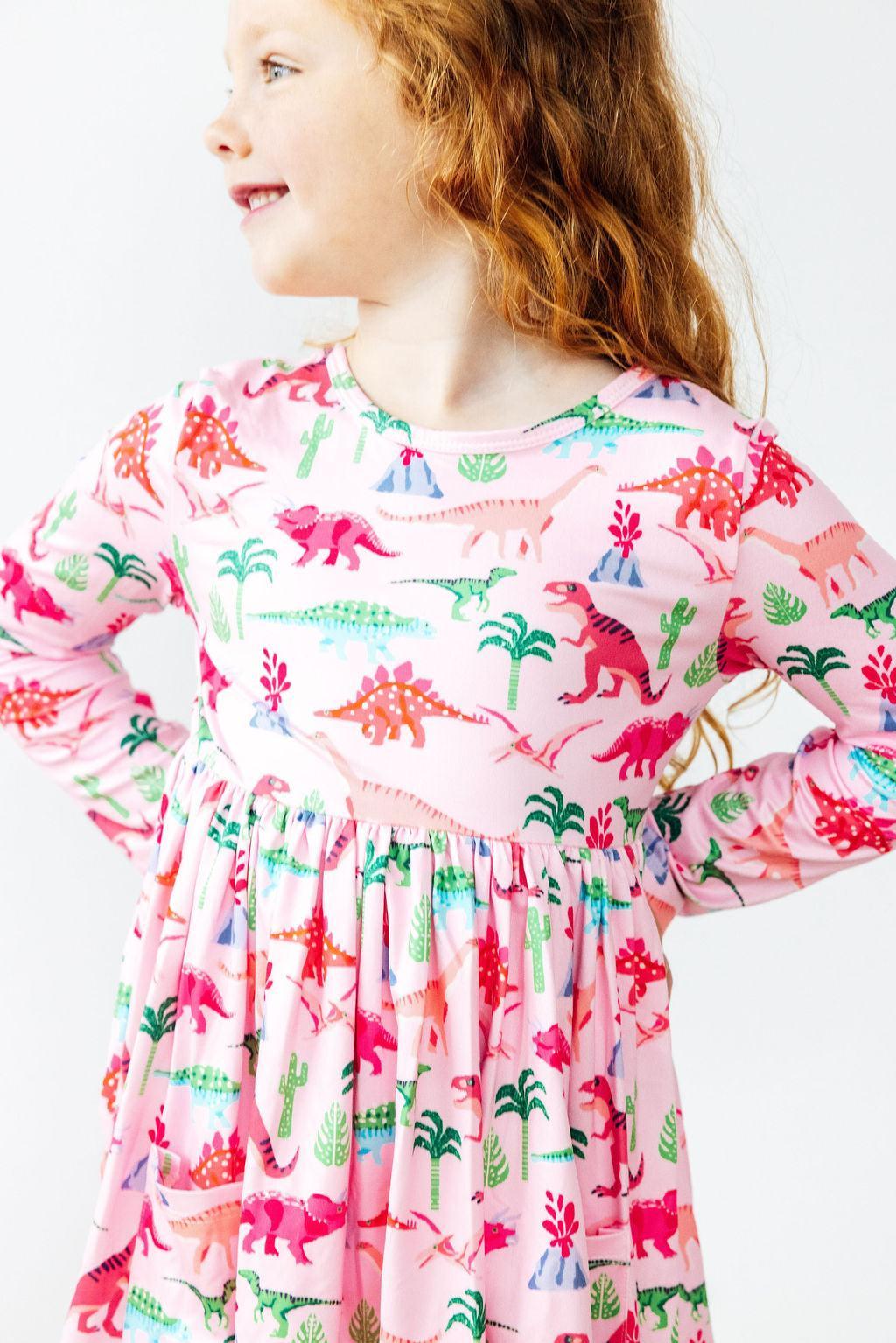 Pinkosaurus Rex L/S Pocket Twirl Dress by Mila & Rose ®