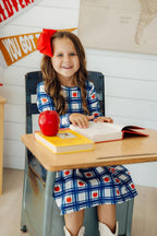 Plaid Apples L/S Pocket Twirl Dress by Mila & Rose ®