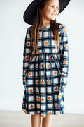 Plaid Pumpkins L/S Pocket Twirl Dress by Mila & Rose ®