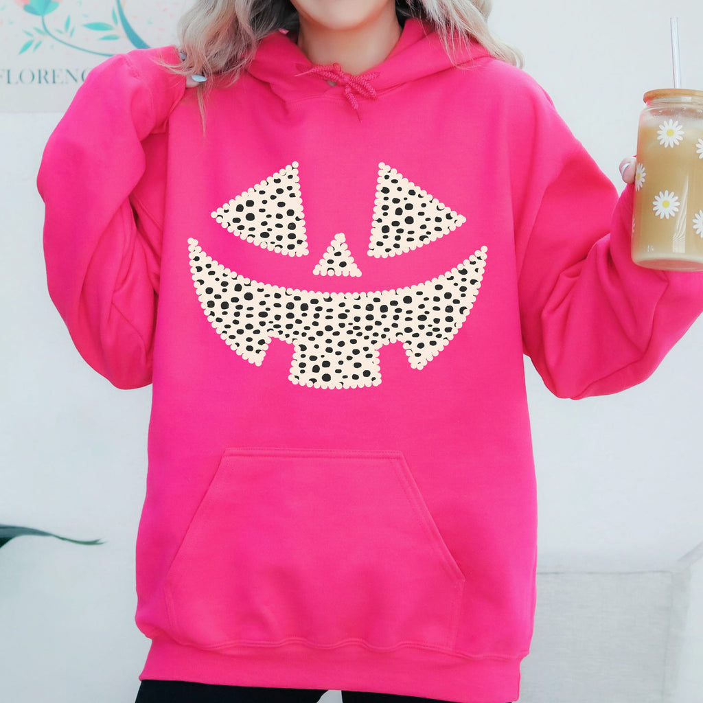 Polka Dot Jack-O-Lantern Dalmatian Pumpkin Halloween Trick Or Treat Witch Hoodie by Refinery No. 1