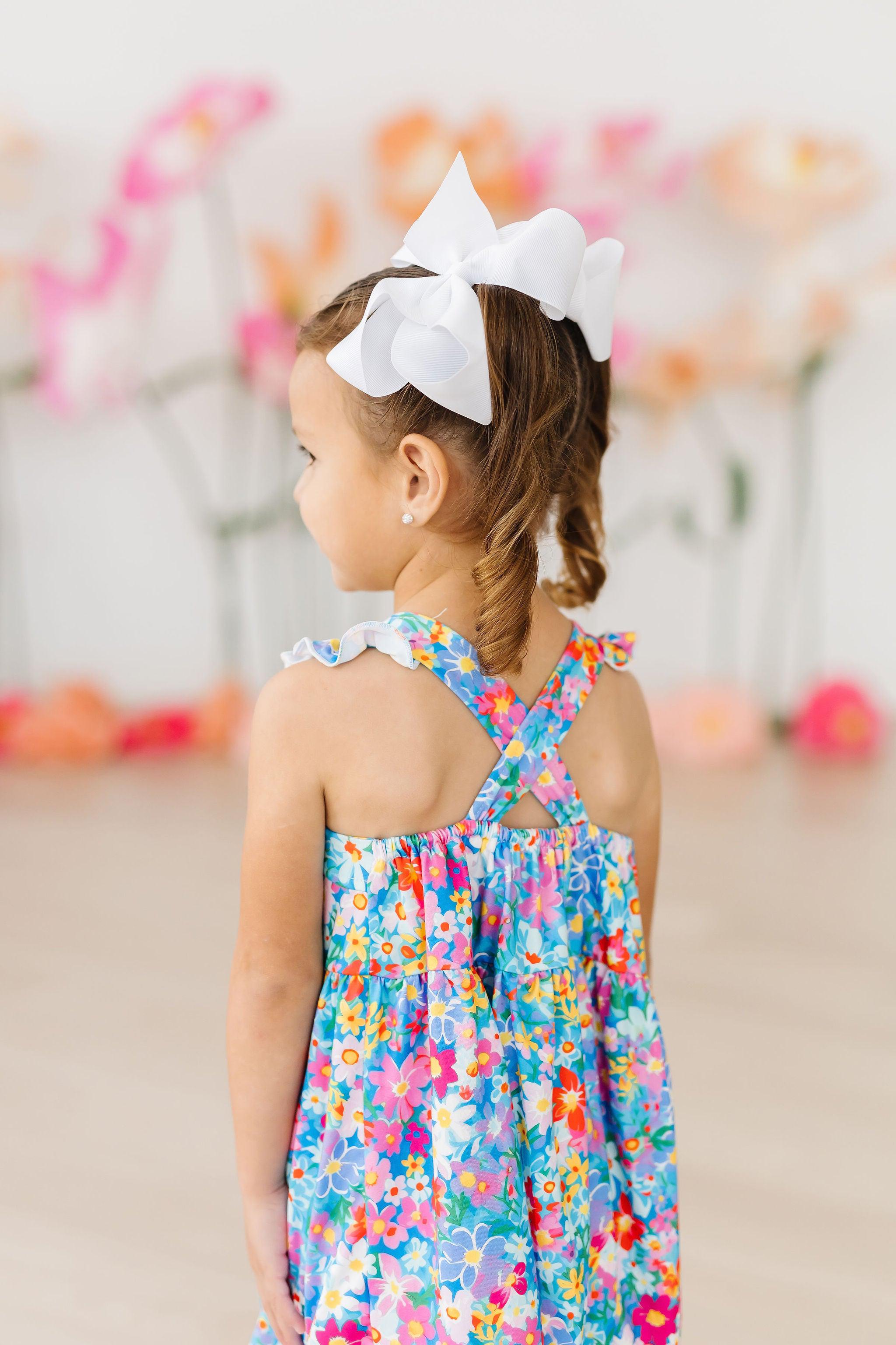 Preppy Floral Ruffle Cross Back Dress by Mila & Rose ®