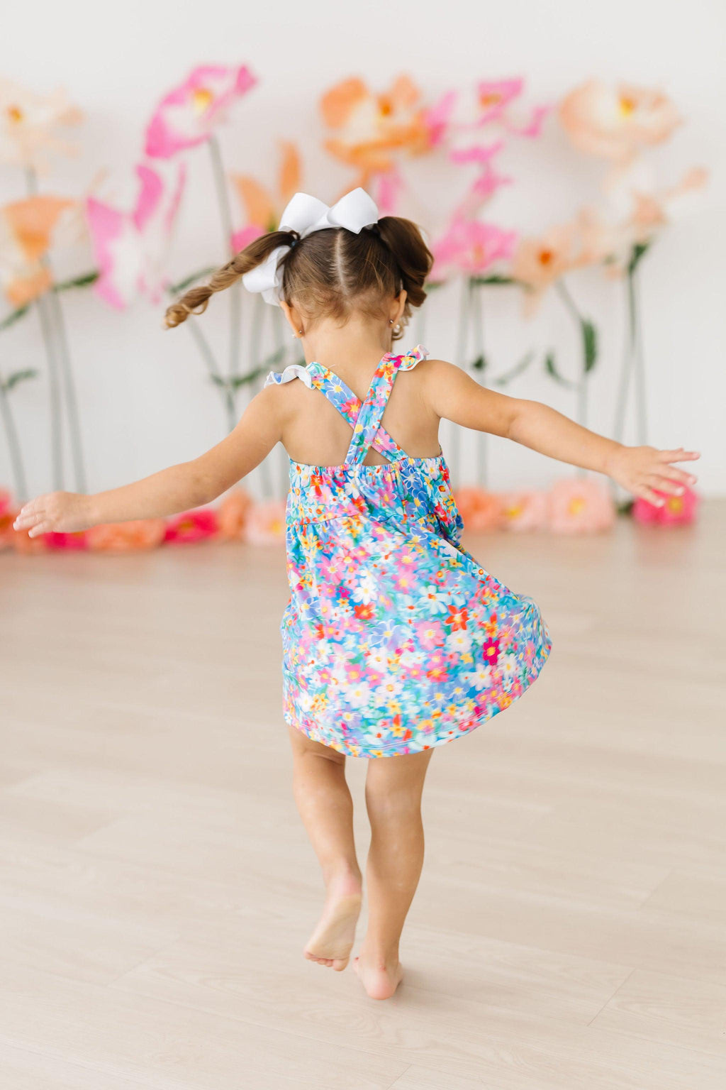 Preppy Floral Ruffle Cross Back Dress by Mila & Rose ®