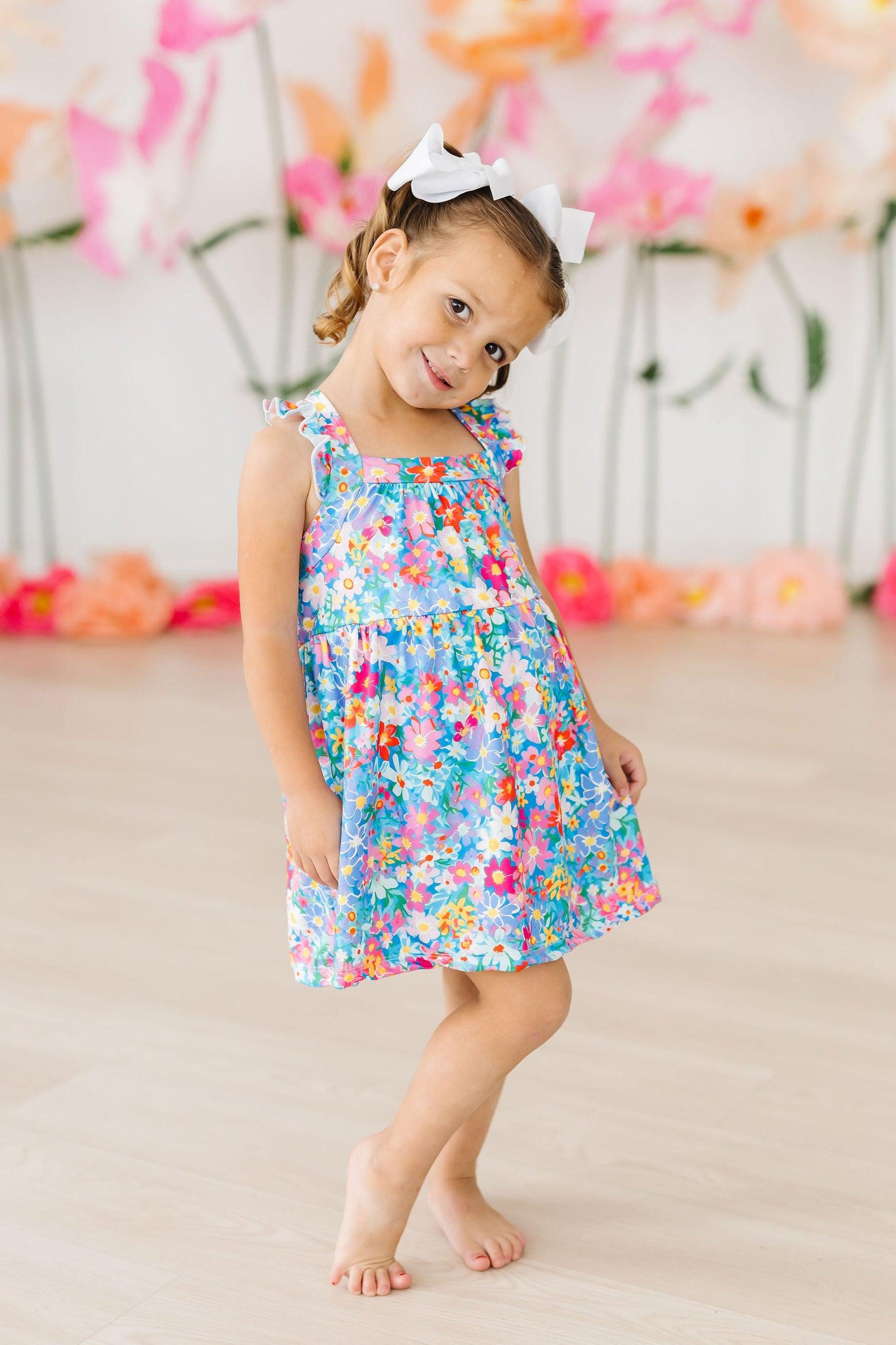 Preppy Floral Ruffle Cross Back Dress by Mila & Rose ®