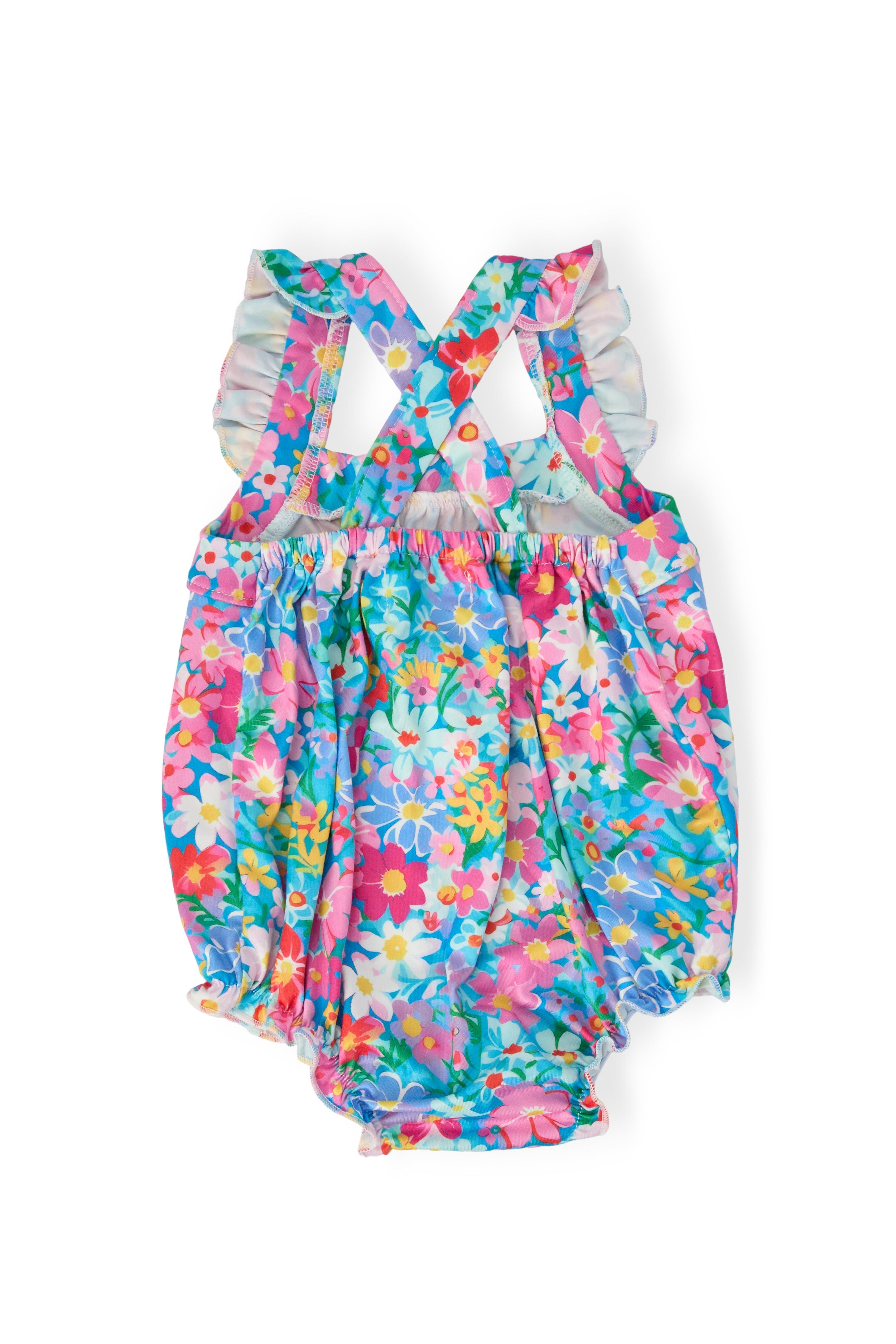 Preppy Floral Ruffle Cross Back Romper by Mila & Rose ®