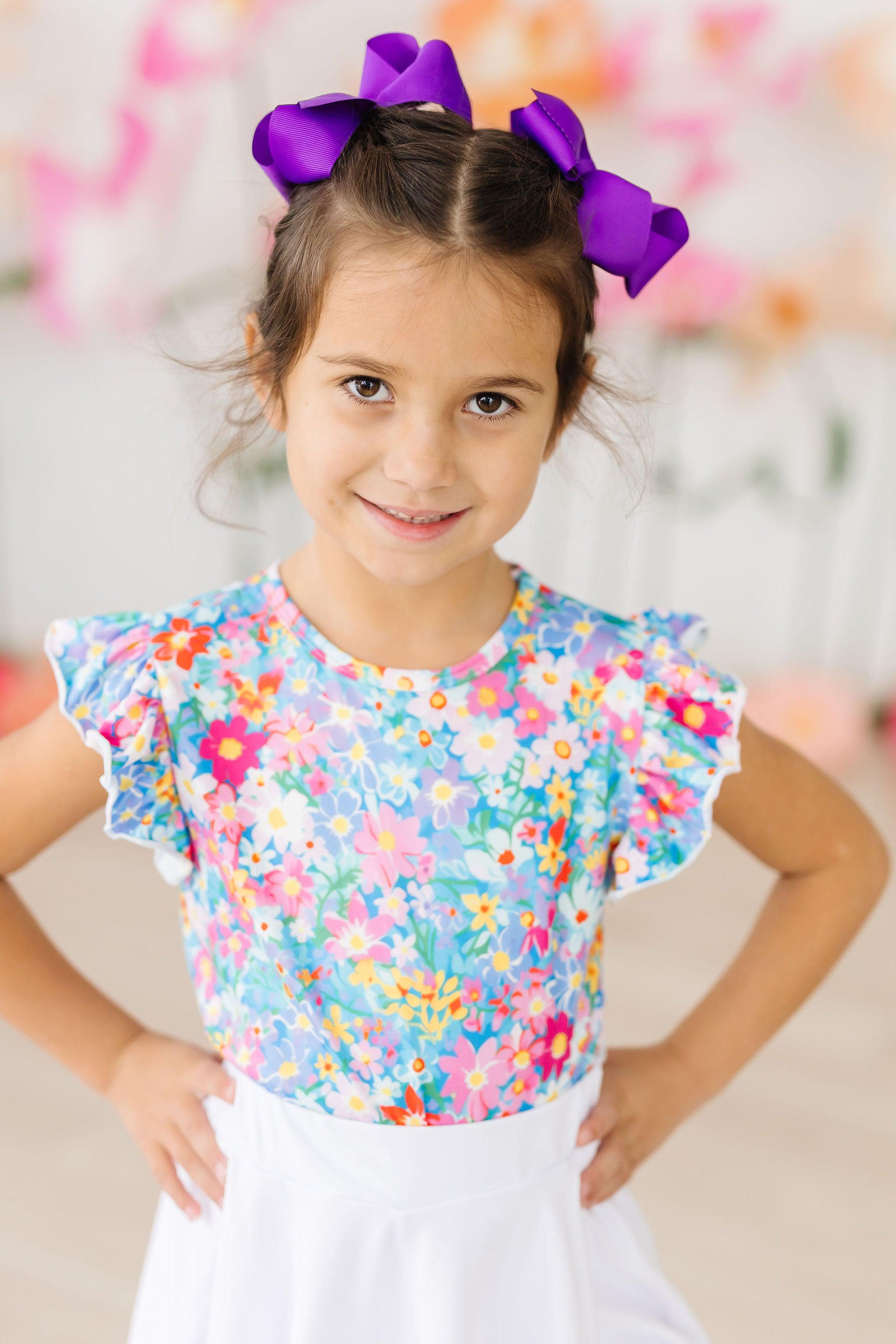 Preppy Floral S/S Ruffle Tee by Mila & Rose ®