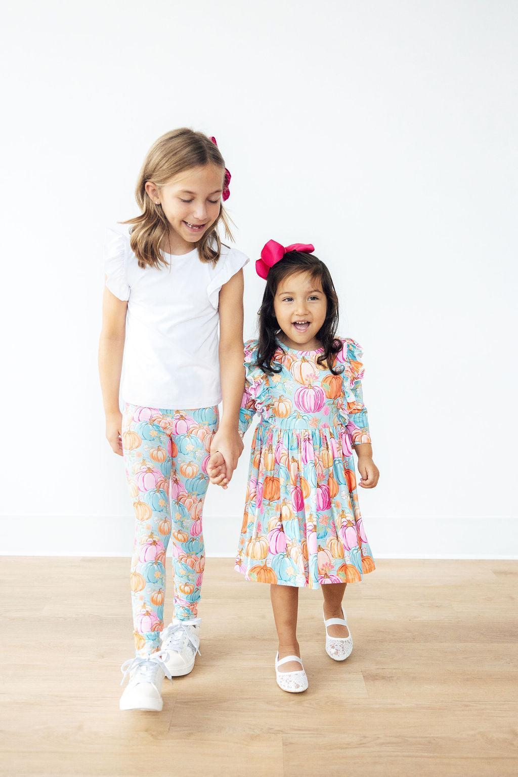 Preppy Pumpkins 3/4 Sleeve Ruffle Twirl Dress by Mila & Rose ®