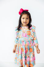 Preppy Pumpkins 3/4 Sleeve Ruffle Twirl Dress by Mila & Rose ®