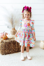 Preppy Pumpkins 3/4 Sleeve Ruffle Twirl Dress by Mila & Rose ®