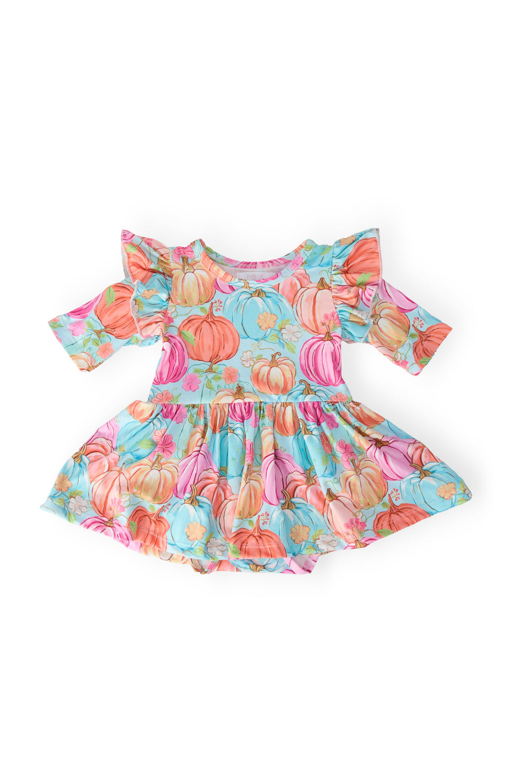 Preppy Pumpkins 3/4 Sleeve Twirl Flutter Bodysuit by Mila & Rose ®
