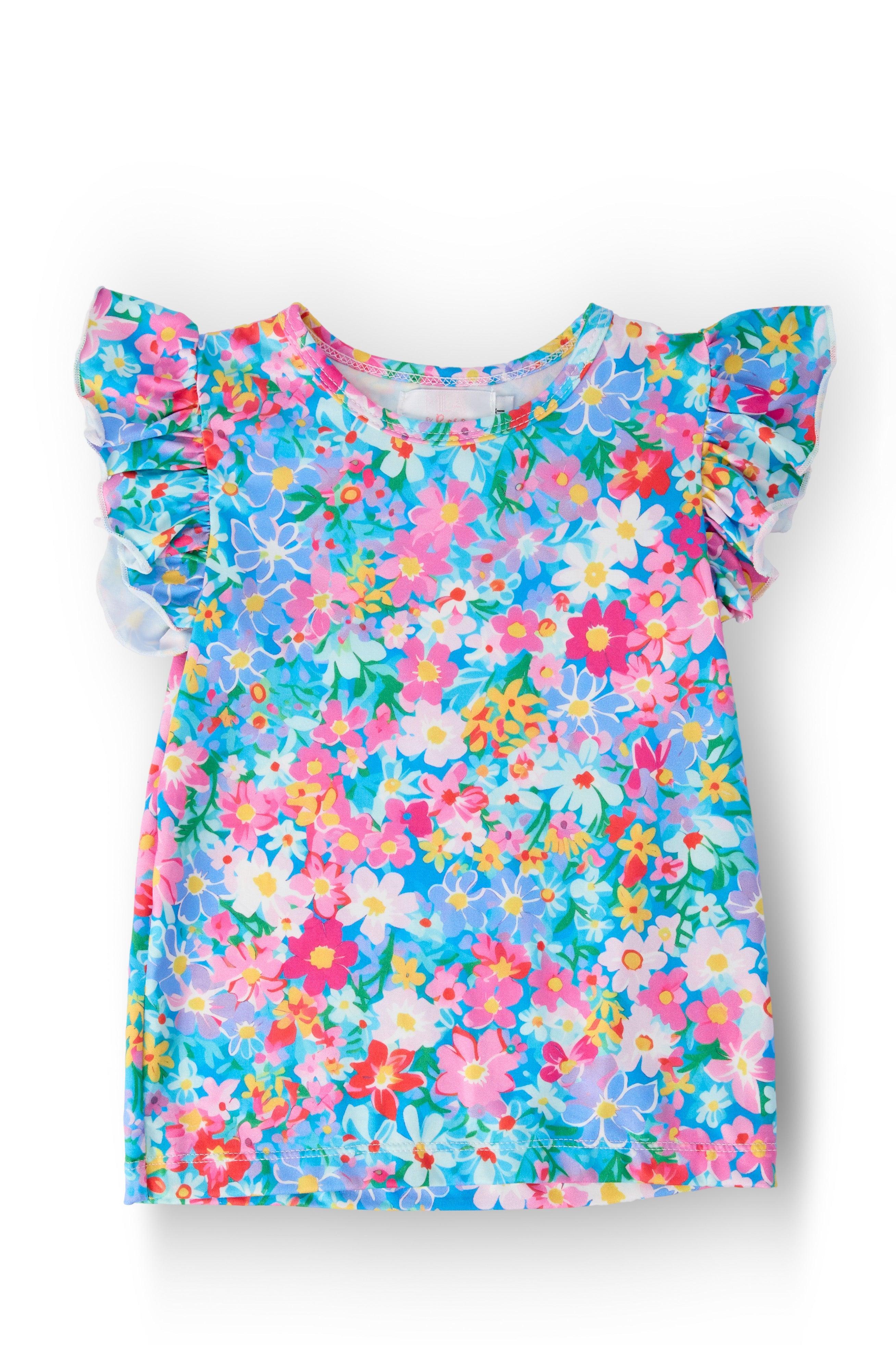 Preppy Floral S/S Ruffle Tee by Mila & Rose ®