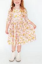 Pretty Peachy 3/4 Sleeve Pocket Twirl Dress by Mila & Rose ®