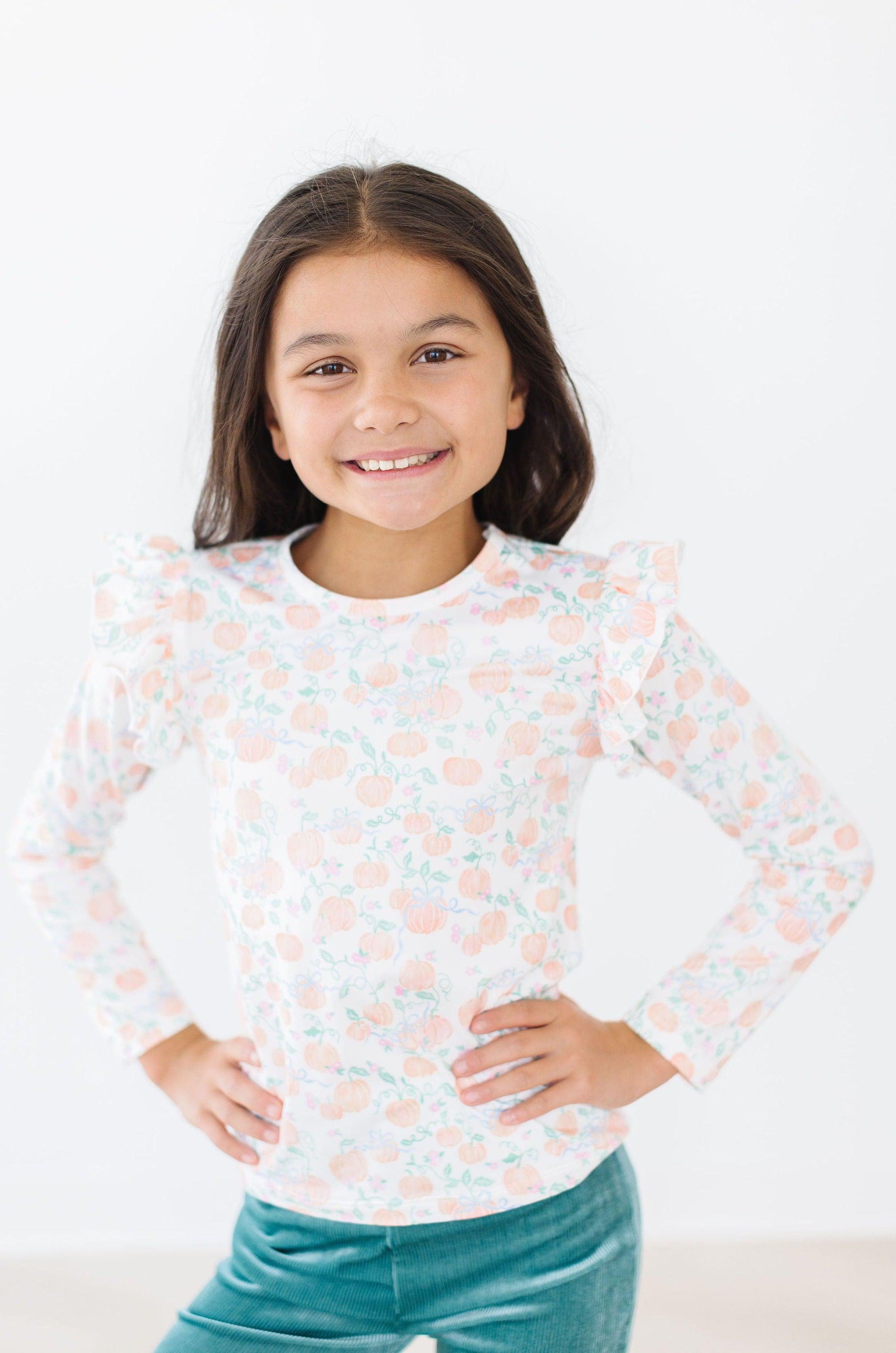Pretty Pumpkins L/S Ruffle Tee by Mila & Rose ®