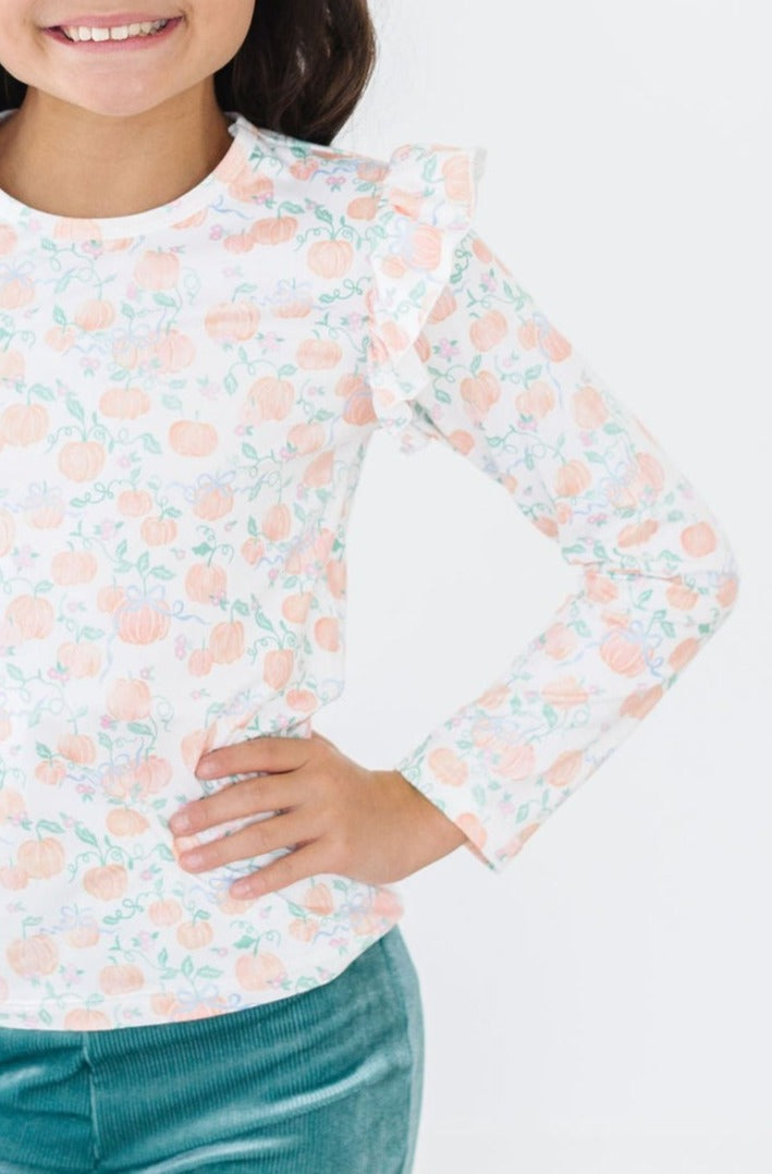 Pretty Pumpkins L/S Ruffle Tee by Mila & Rose ®