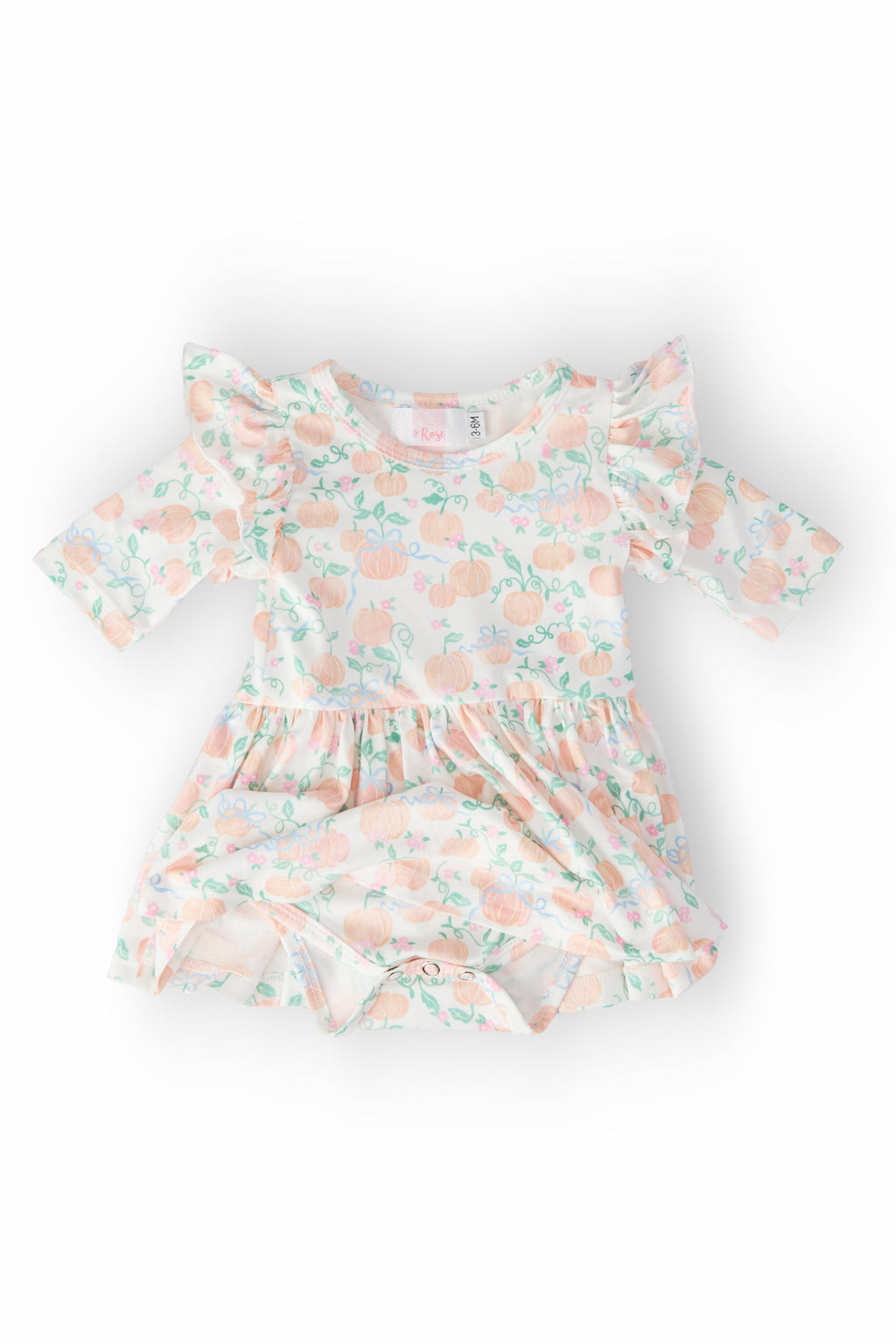 Pretty Pumpkins 3/4 Sleeve Flutter Twirl Bodysuit by Mila & Rose ®
