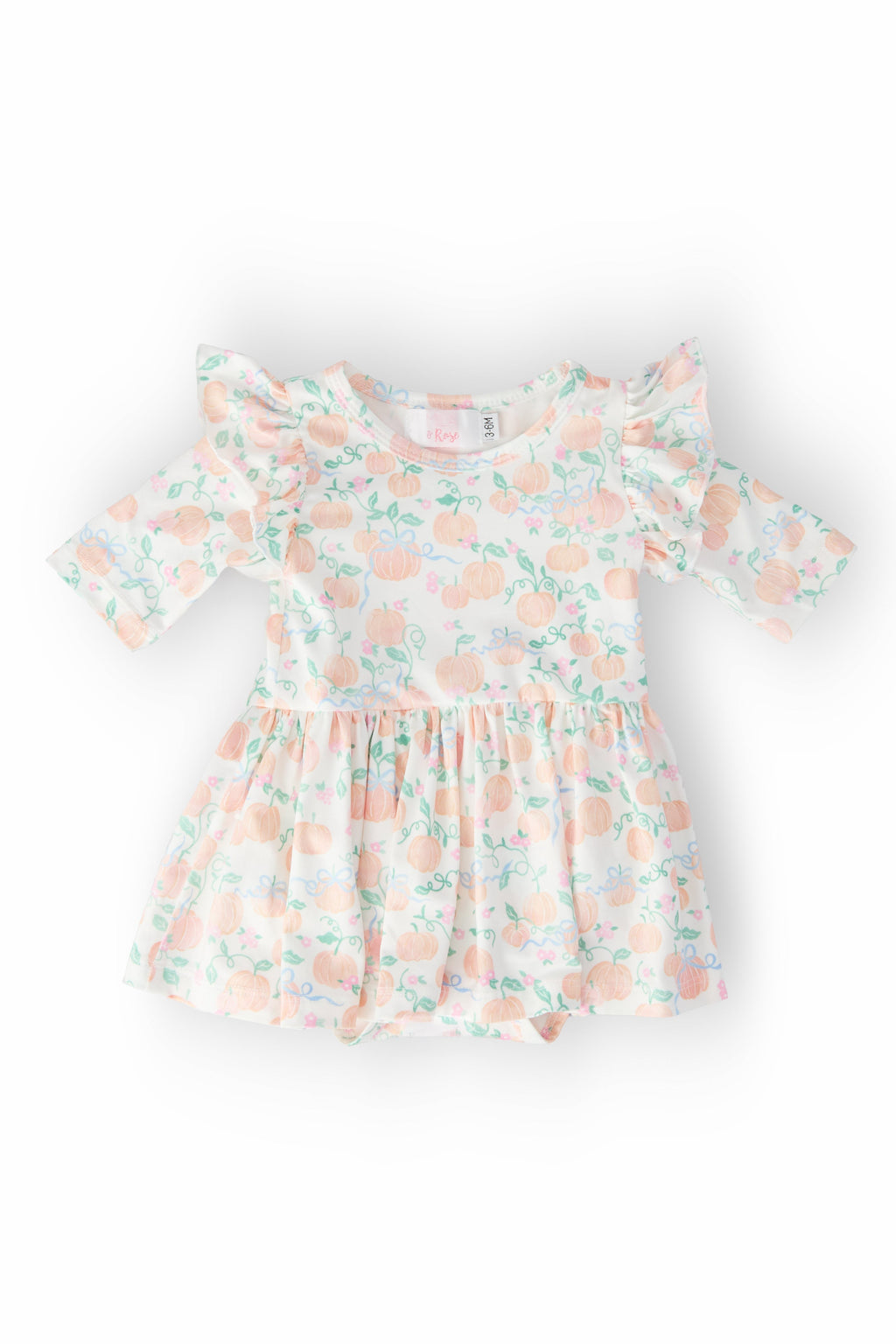 Pretty Pumpkins 3/4 Sleeve Flutter Twirl Bodysuit by Mila & Rose ®