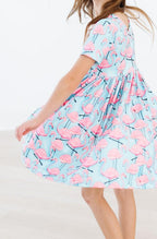 Pretty in Pink Flamingos S/S Pocket Twirl Dress by Mila & Rose ®