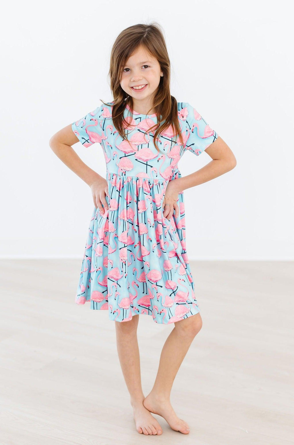 Pretty in Pink Flamingos S/S Pocket Twirl Dress by Mila & Rose ®