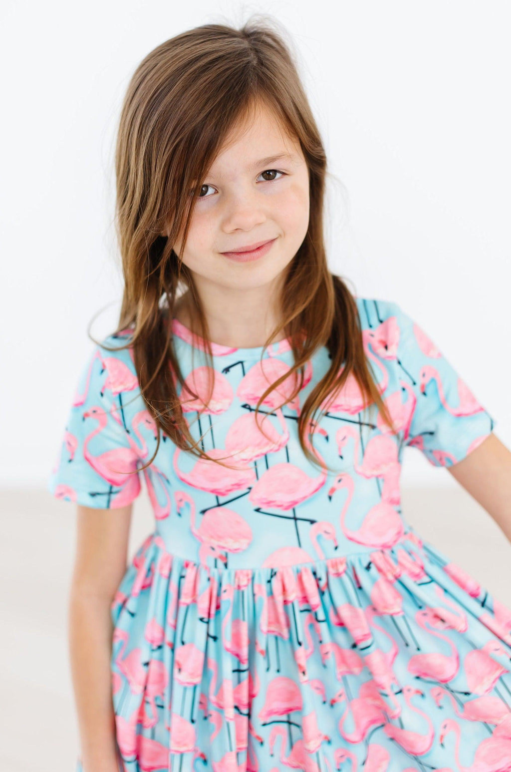 Pretty in Pink Flamingos S/S Pocket Twirl Dress by Mila & Rose ®