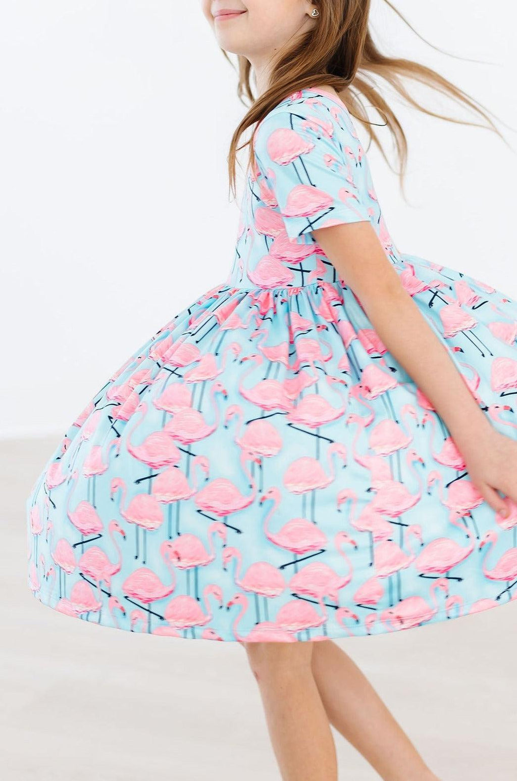 Pretty in Pink Flamingos S/S Pocket Twirl Dress by Mila & Rose ®