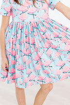 Pretty in Pink Flamingos S/S Pocket Twirl Dress by Mila & Rose ®