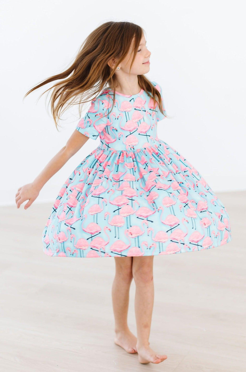Pretty in Pink Flamingos S/S Pocket Twirl Dress by Mila & Rose ®