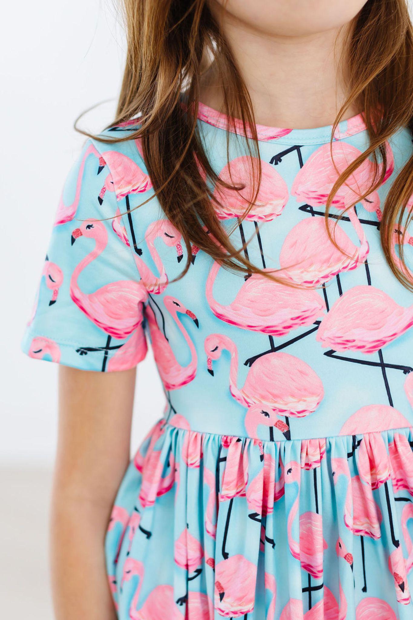 Pretty in Pink Flamingos S/S Pocket Twirl Dress by Mila & Rose ®