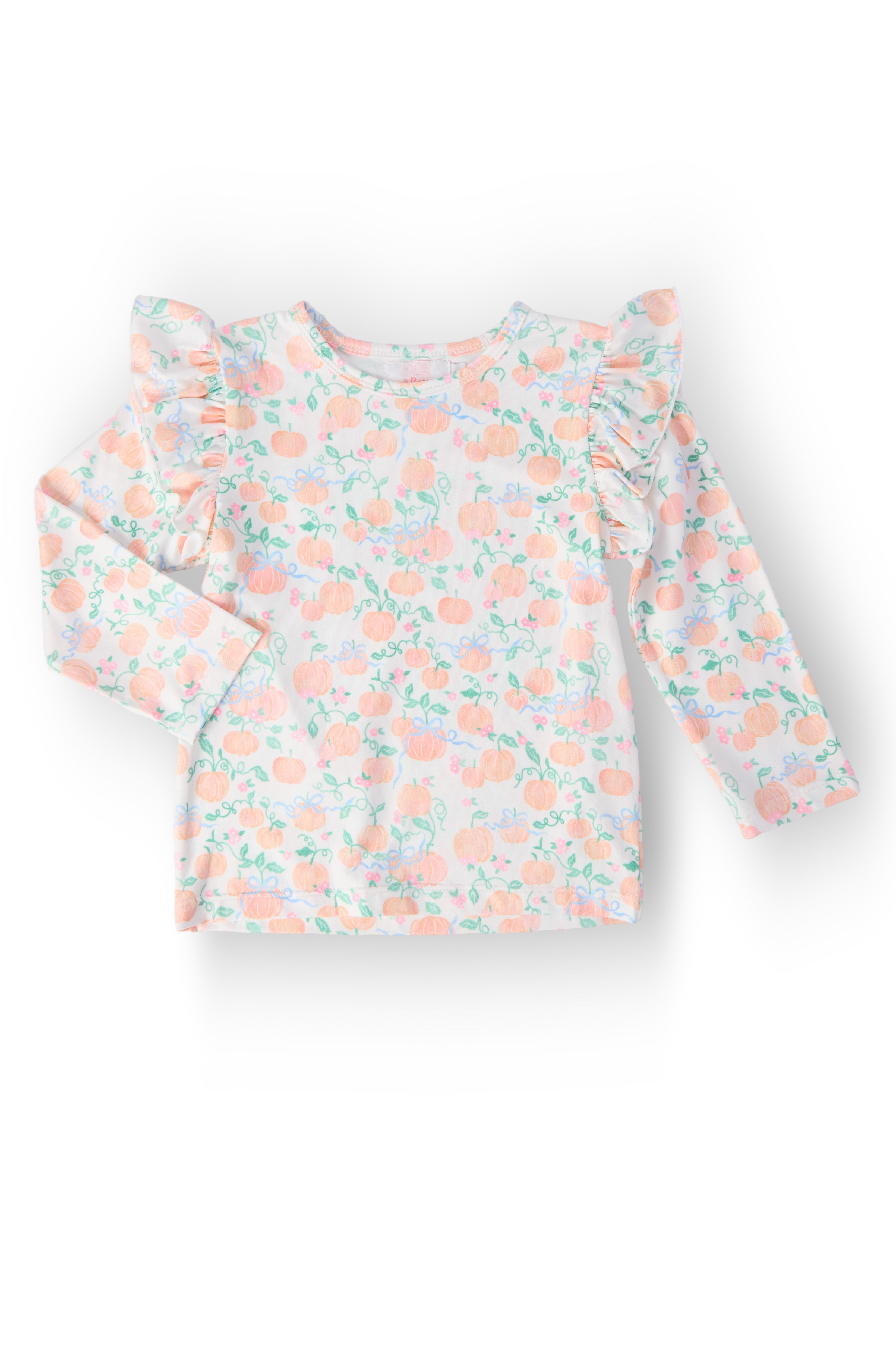 Pretty Pumpkins L/S Ruffle Tee by Mila & Rose ®