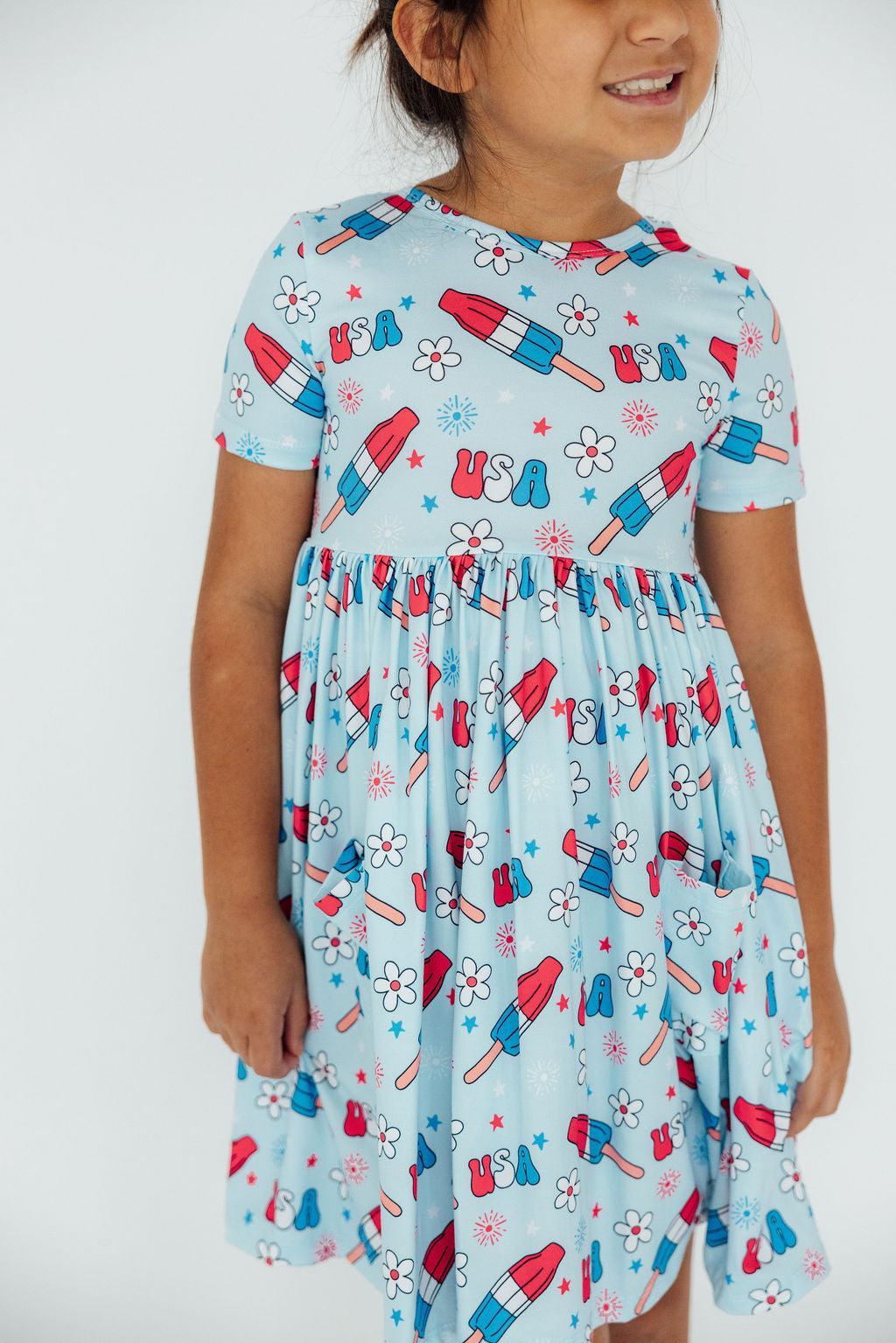 SALE Proudly Patriotic S/S Pocket Twirl Dress by Mila & Rose ®