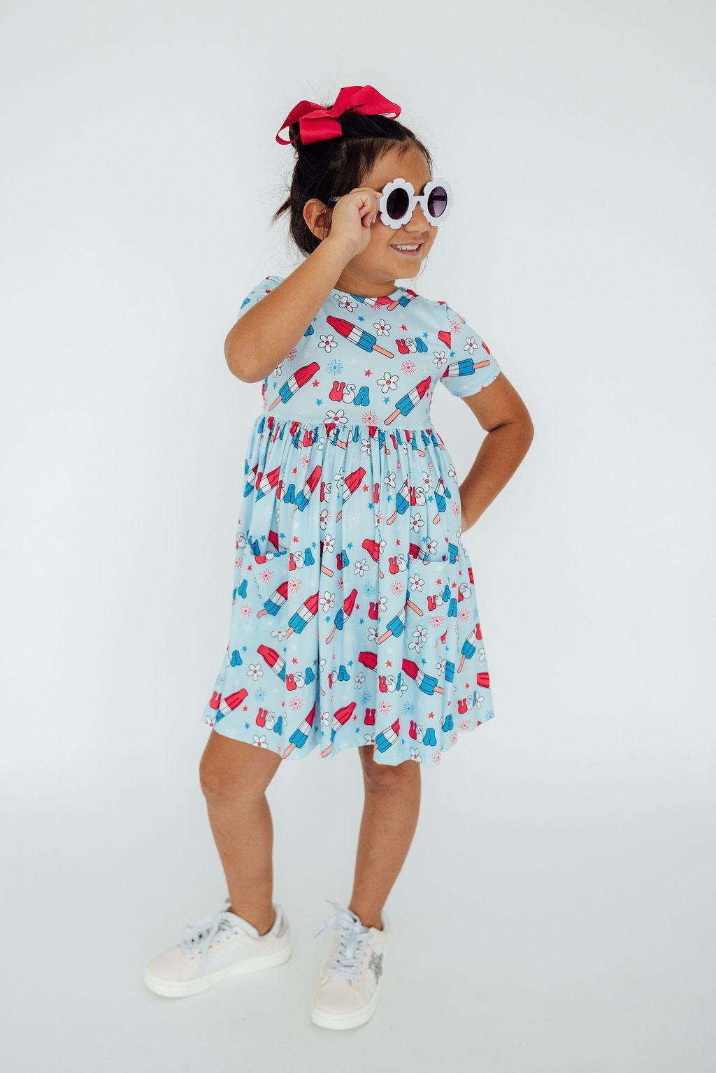 SALE Proudly Patriotic S/S Pocket Twirl Dress by Mila & Rose ®