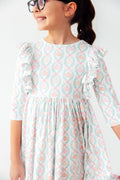 Pumpkin Kisses, Harvest Wishes 3/4 Sleeve Ruffle Twirl Dress by Mila & Rose ®