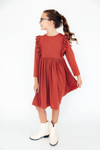 Pumpkin Spice L/S Ruffle Twirl Dress by Mila & Rose ®