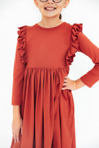 Pumpkin Spice L/S Ruffle Twirl Dress by Mila & Rose ®