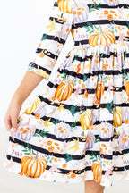 Pumpkins & Peonies 3/4 Sleeve Pocket Twirl Dress by Mila & Rose ®