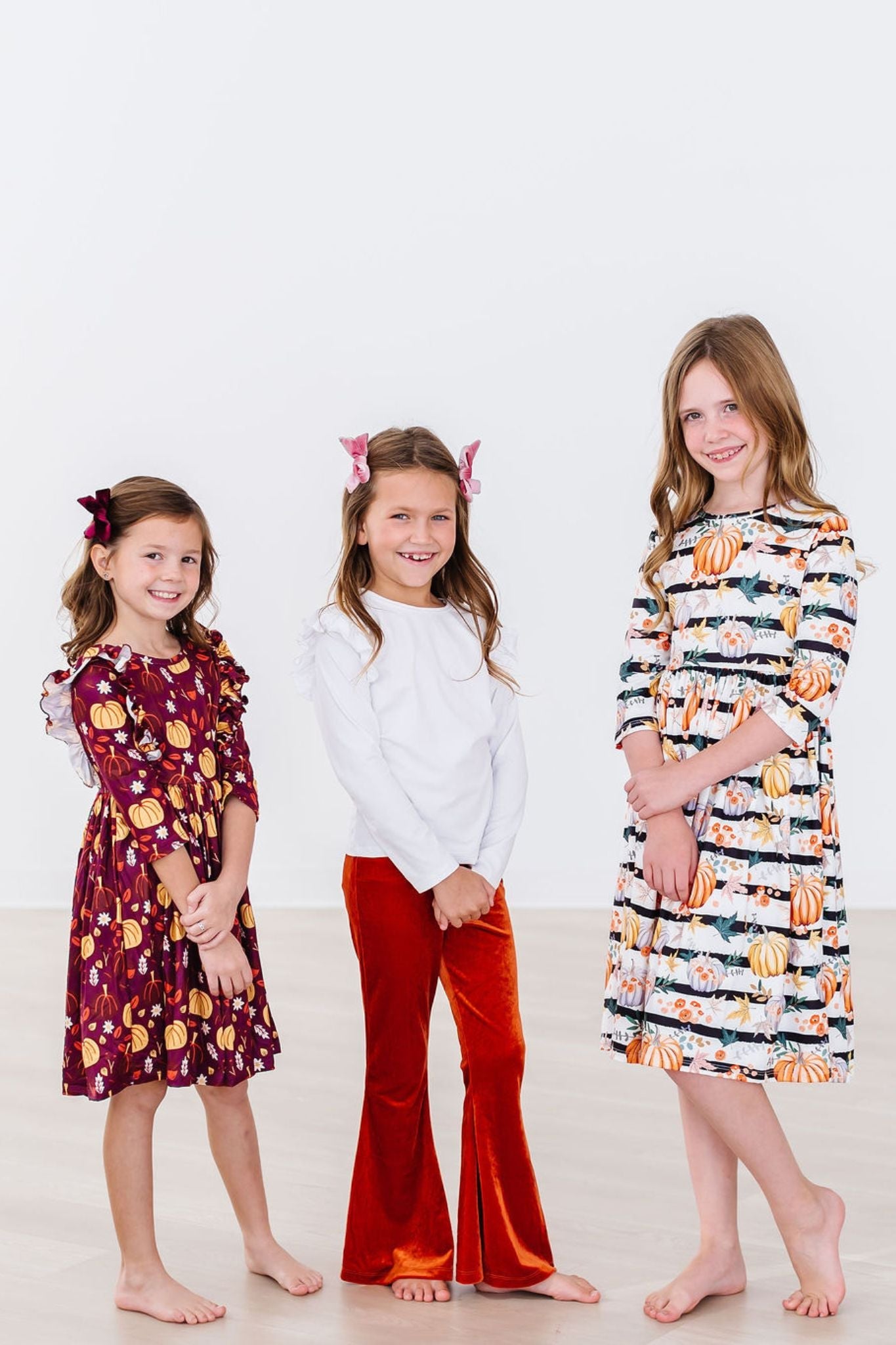 Pumpkins & Peonies 3/4 Sleeve Pocket Twirl Dress by Mila & Rose ®