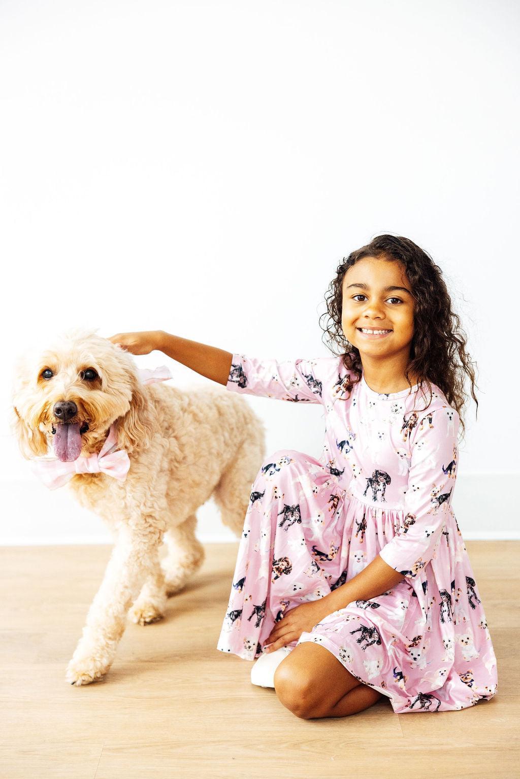 Puppy Kisses 3/4 Sleeve Pocket Twirl Dress by Mila & Rose ®