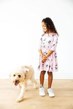 Puppy Kisses 3/4 Sleeve Pocket Twirl Dress by Mila & Rose ®