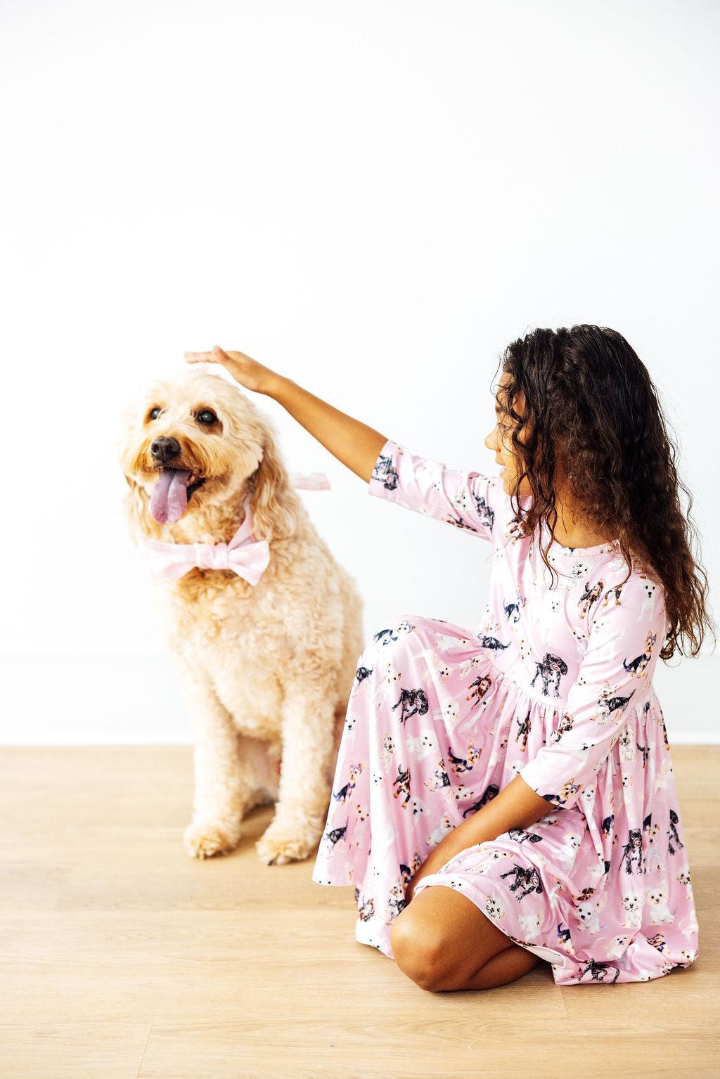 Puppy Kisses 3/4 Sleeve Pocket Twirl Dress by Mila & Rose ®