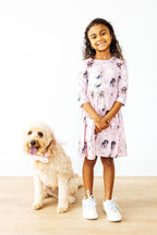Puppy Kisses 3/4 Sleeve Pocket Twirl Dress by Mila & Rose ®