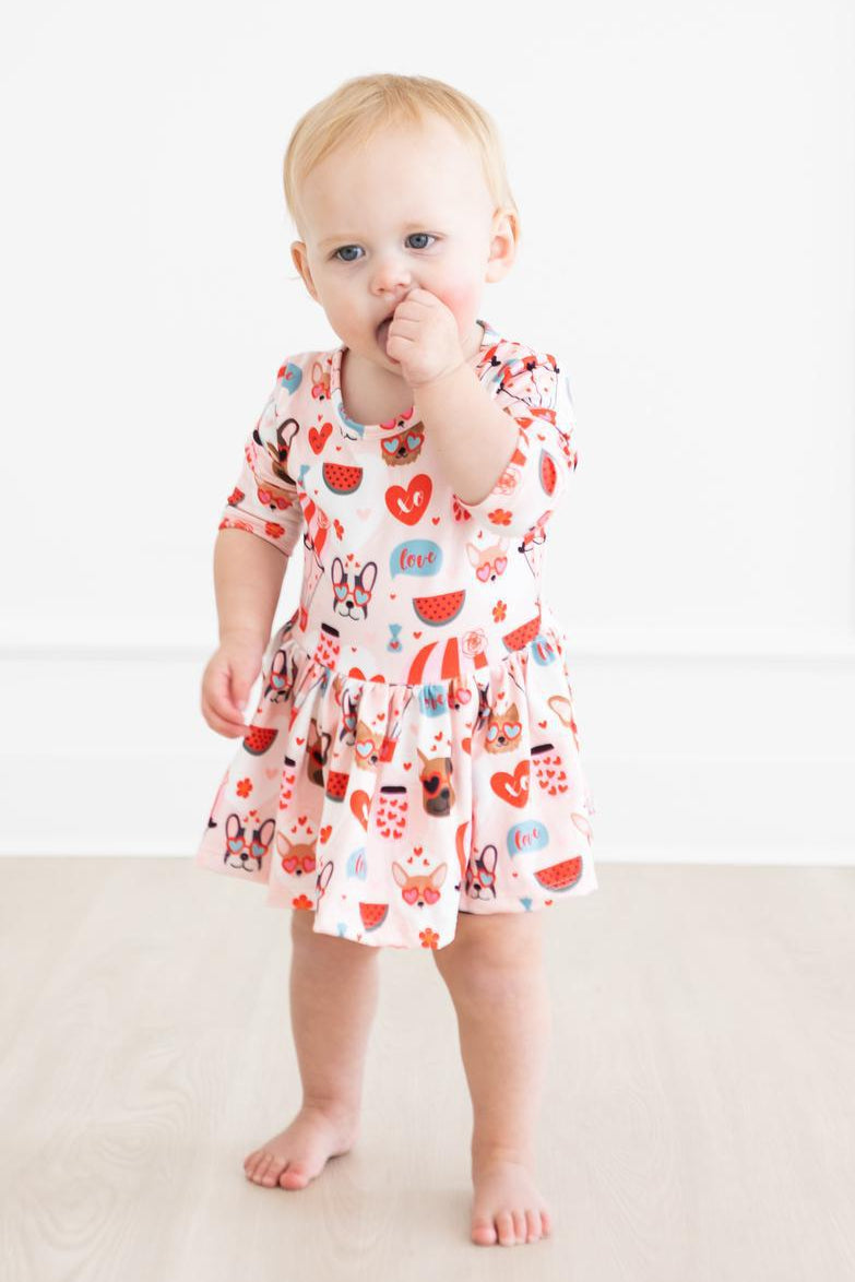 Puppy Love 3/4 Sleeve Twirl Bodysuit by Mila & Rose ®