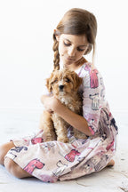 Puppy Party 3/4 Sleeve Pocket Twirl Dress by Mila & Rose ®