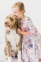 Puppy Party 3/4 Sleeve Pocket Twirl Dress by Mila & Rose ®