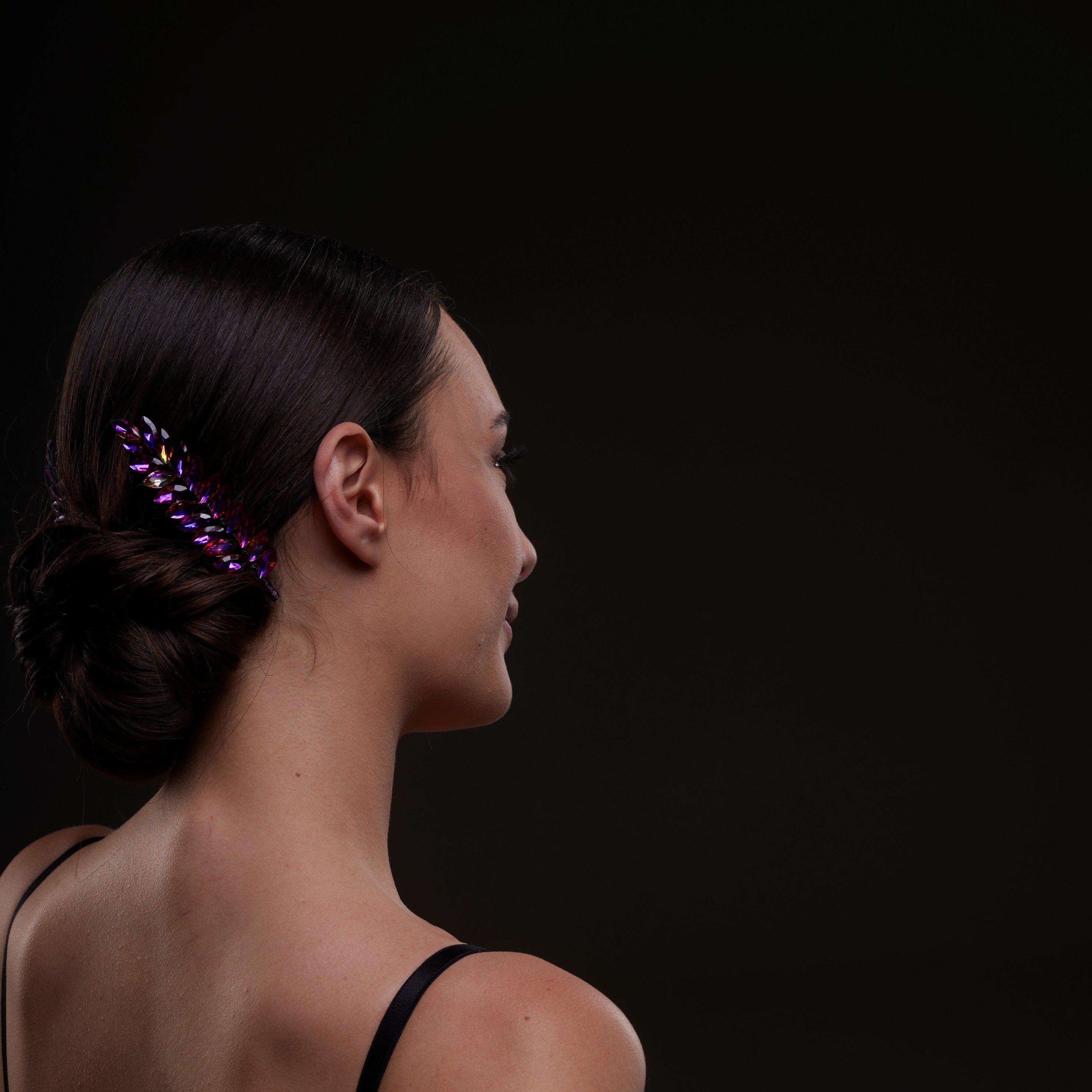 Iridescent Purple Crystal 2-Piece Hair Comb Set by Bridal Port