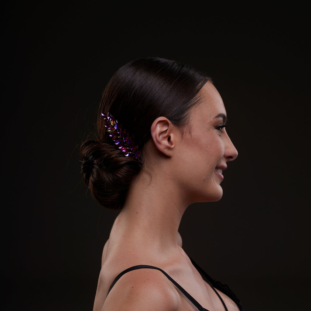 Iridescent Purple Crystal 2-Piece Hair Comb Set by Bridal Port