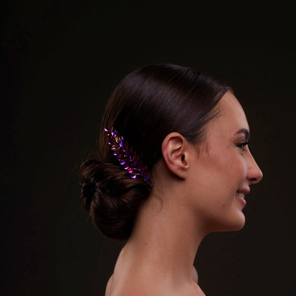 Iridescent Purple Crystal 2-Piece Hair Comb Set by Bridal Port