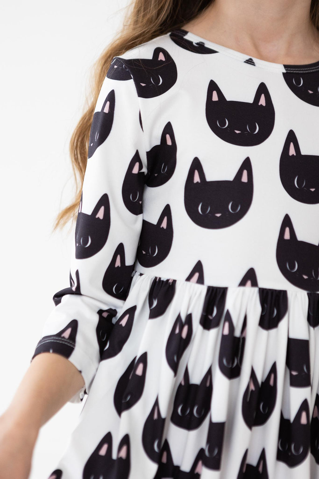 Purrfect 3/4 Sleeve Pocket Twirl Dress by Mila & Rose ®
