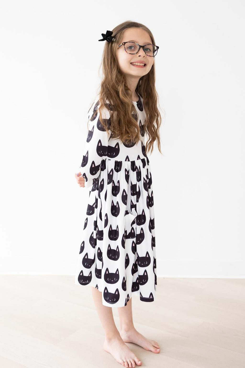 Purrfect 3/4 Sleeve Pocket Twirl Dress by Mila & Rose ®