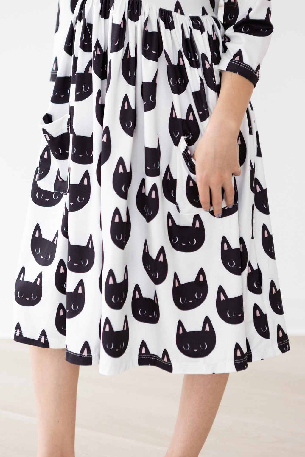 Purrfect 3/4 Sleeve Pocket Twirl Dress by Mila & Rose ®